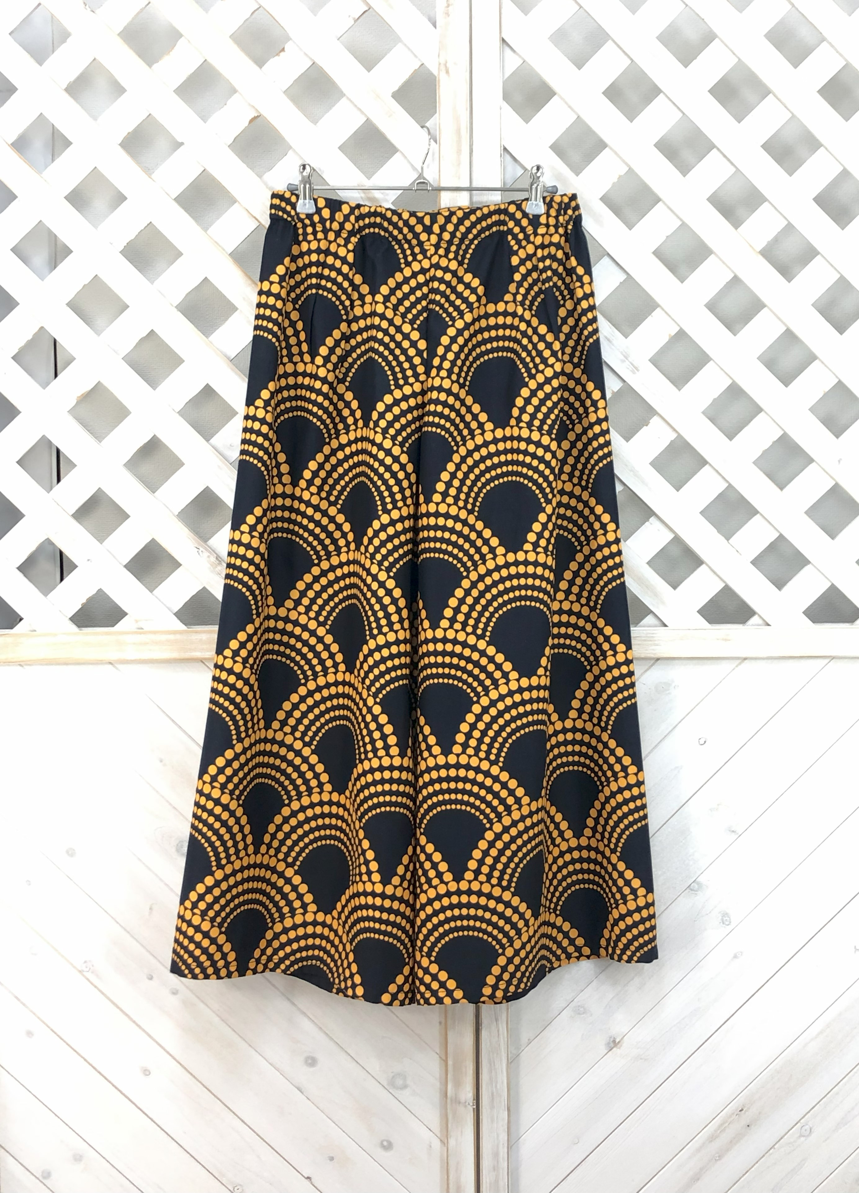 【受注製作】バギーパンツMとLサイズ・長さも選べる濃紺×オレンジドット柄 055かめ庵