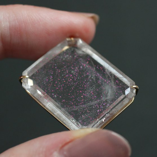 レアストーン☆ファイアオパール☆ピンクの宝石のコスモスブローチ Star Rose Cut】ビビッドに煌めくシルキーチェリー 0.31ct 天然