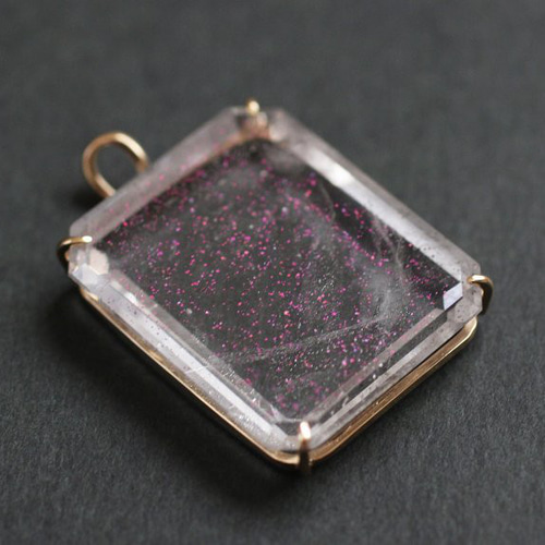 1点もの K18 ピンクファイヤークォーツ ペンダントトップ