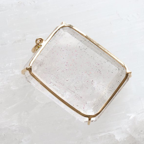 1点もの K18 ピンクファイヤークォーツ ペンダントトップ