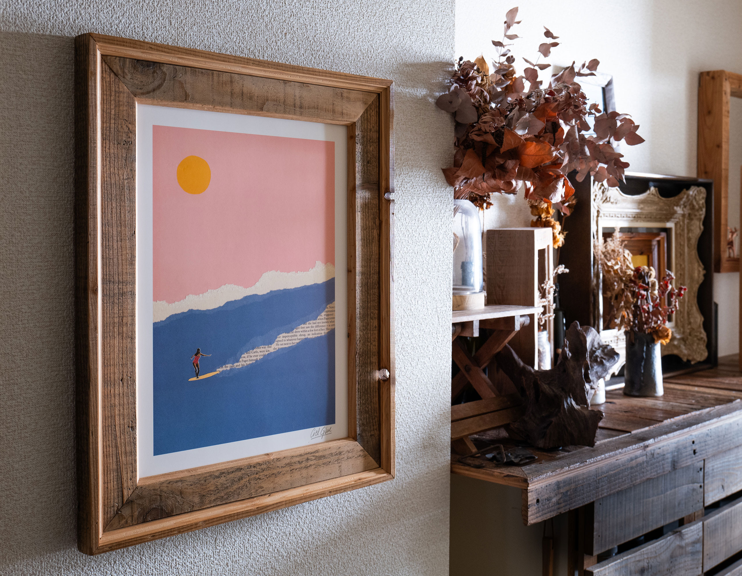 【 受注製作｜30×40ｃｍ用紙サイズ｜ダブルフレーム 】パレット材再利用｜古材フレーム｜アップサイクル｜アートフレーム