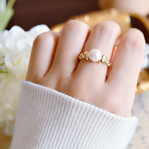 あこや真珠の大振りゴールドリング 指輪 6月誕生石 フリーサイズ 指輪