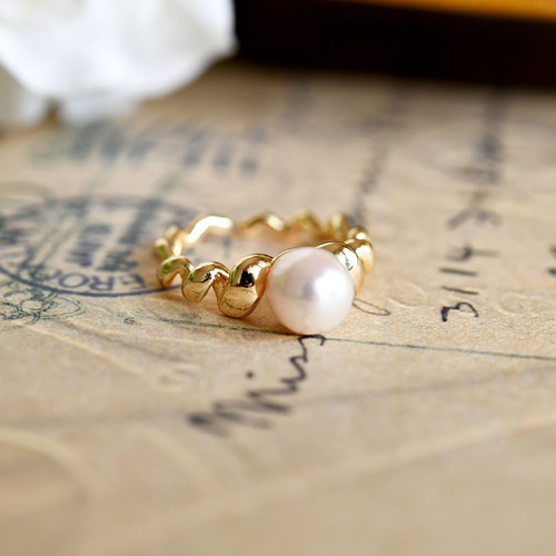 タートル カメ あこや真珠 リング 6月の誕生石 5mm 5ミリ珠 リング