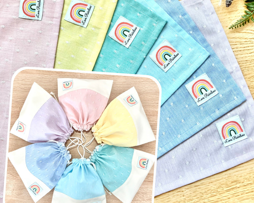 ノーアイロンで心地よく使える給食2点セット｜ランチョンマット＋巾着