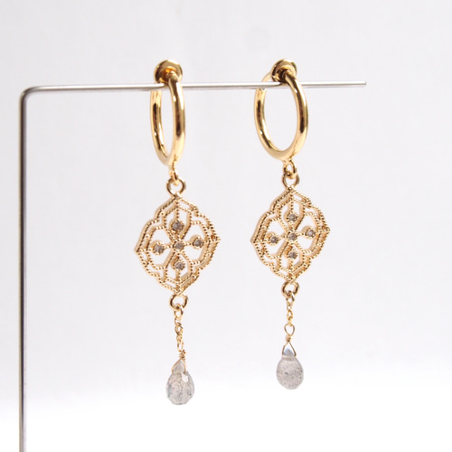 イヤリング Ear Jewelry】K10 ホワイトゴールド キュービックジルコニア