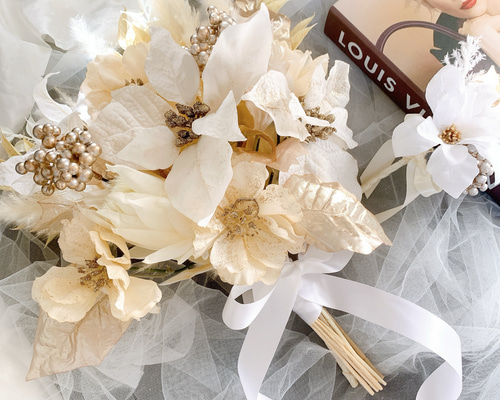 アーティフィシャルフラワーブーケ　結婚式　ブーケ アーティシャルフラワーブーケ 結婚式 ウェディング - メルカリ