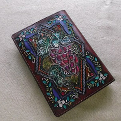 ほぼ日手帳仕様 B6サイズレザー手帳カバー 刻印＆拭き染め 手帳