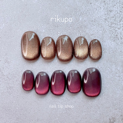 C34 マグネット ピンク ブラウン ニュアンス ネイルチップ ネイル