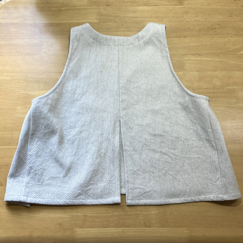 刺し子のショートベスト◇生成り【コットンリネン刺し子 