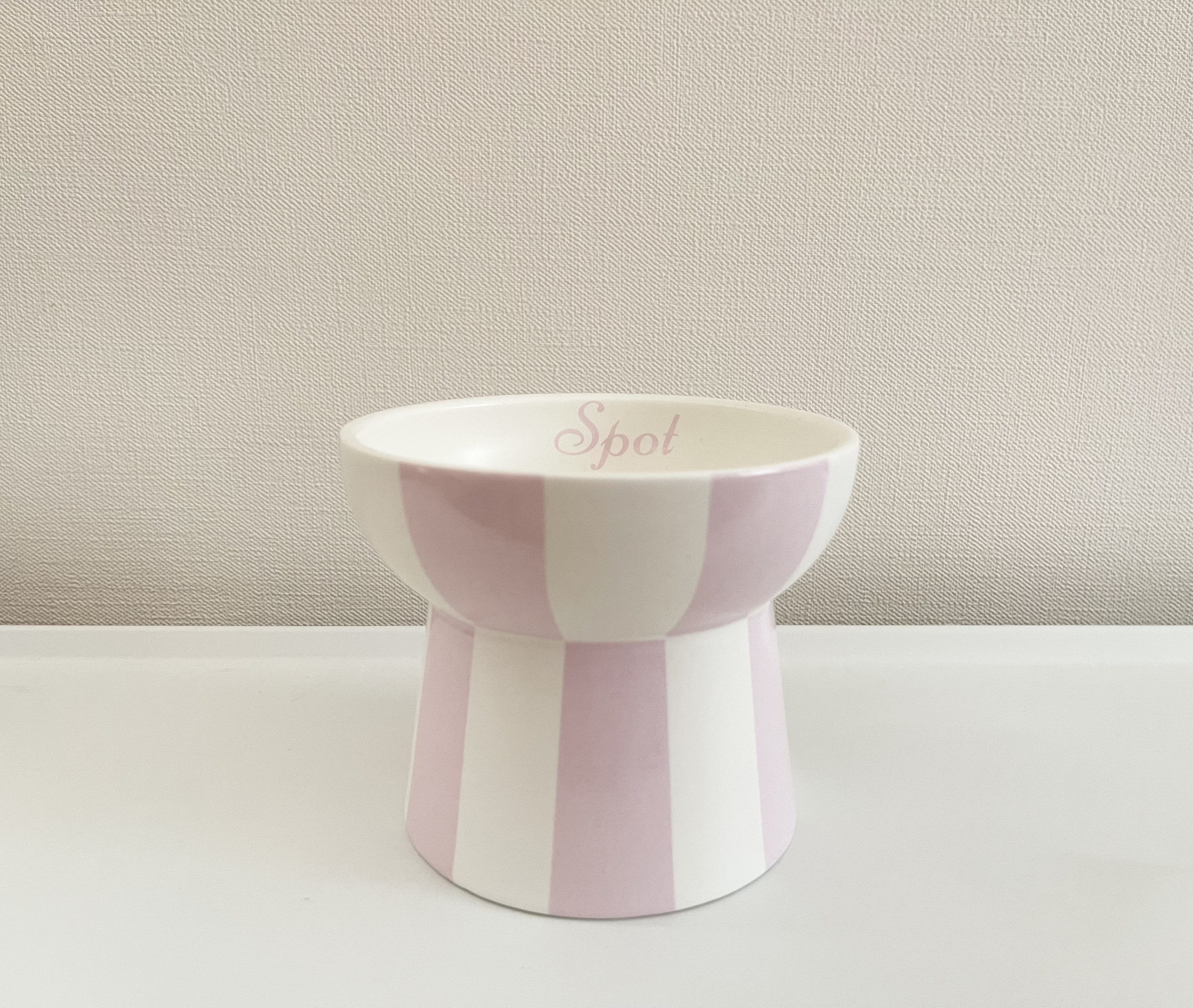名入りペットフードボウルMストライプ⭐︎パステルピンク/ personalized food bowl for pets 4,950円