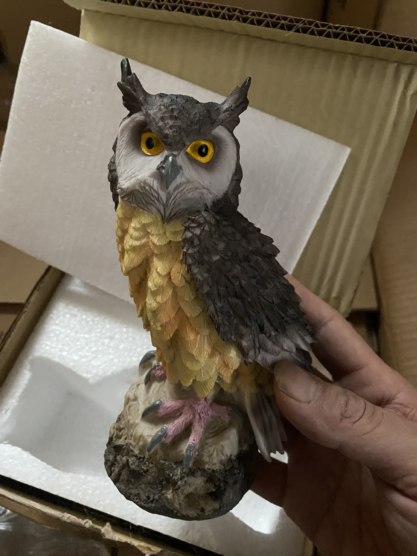 ヨシトナラ焼き　フクロウ　オブジェ・置物　サイン入り