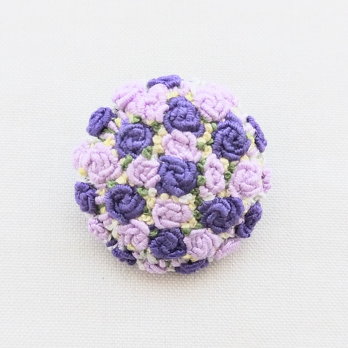 刺繍ブローチ 紫色のバラ ブローチ アトリエLayla 通販 18457364