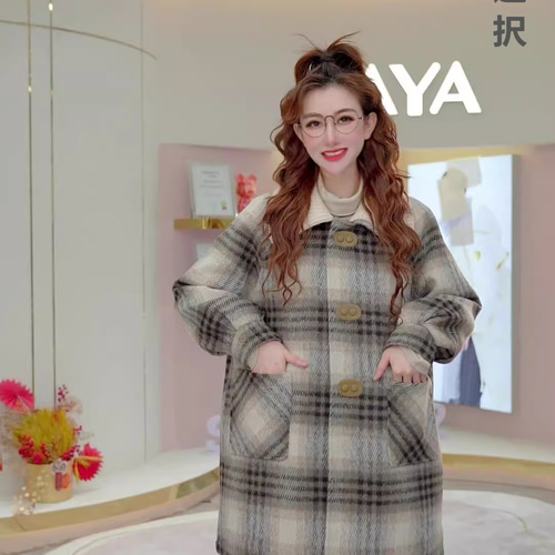 高級感#ツイードダウンジャケットレディースミドル丈2024年冬新作気品