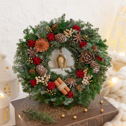 クリスマスリース(*^^*) フレッシュリース　木の実リース 275】フレッシュグリーンと木の実たっぷりのクリスマスリース 大人