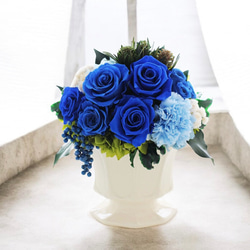 プリザーブドフラワー星空の輝きブルーローズ花束（花束ラッピング