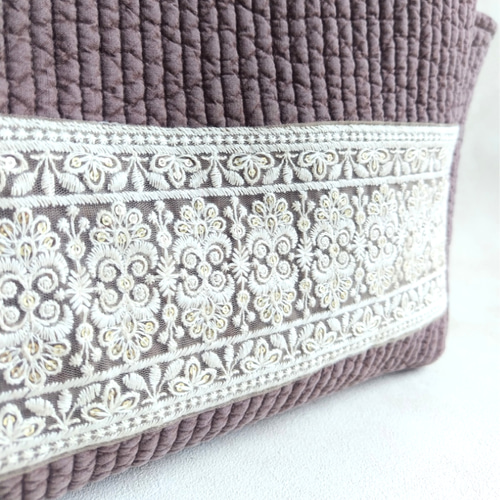 韓国／ヌビ】パールとインド刺繍リボンの華やかなサイドポケット付き