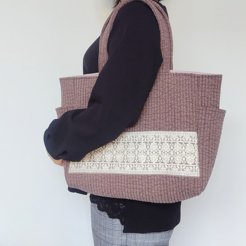 韓国／ヌビ】パールとインド刺繍リボンの華やかなサイドポケット付き