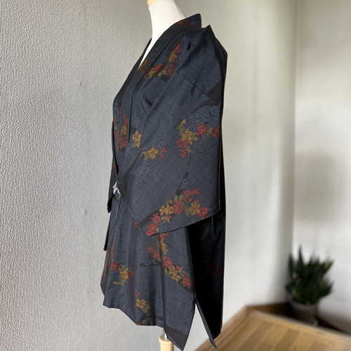 本場大島紬 様織り出し 着物リメイク 作務衣 流花 現品限り 大人可愛い