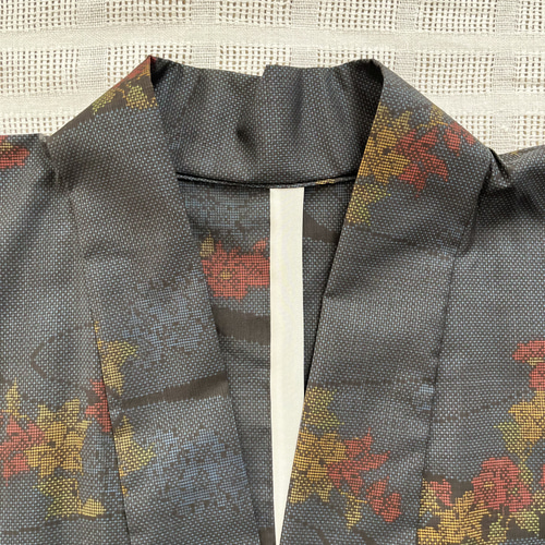 本場大島紬 様織り出し 着物リメイク 作務衣 流花 現品限り 大人可愛い