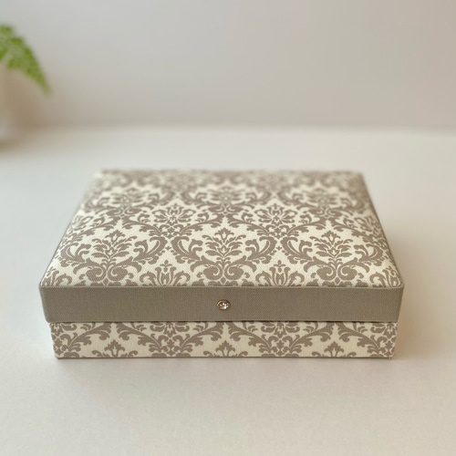 アクセサリーケース ジュエリーケース ダマスク柄 グレージュ