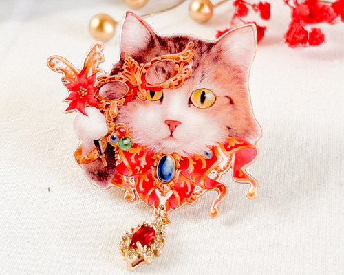 猫の華麗な仮面舞踏会ブローチ ブローチ falso 通販 18457967｜Creema