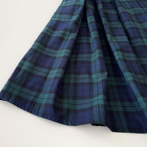 ジャンパースカート 暖かな微起毛素材 * Navy X Green タータン