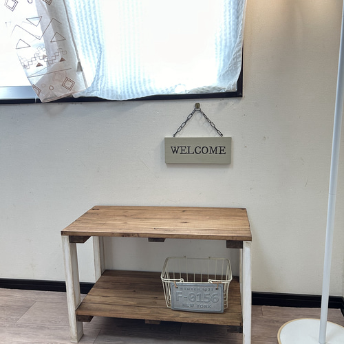 ウッドラック シャビーホワイト 2段ラック 棚 ウッドシェルフ