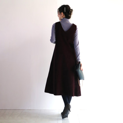 全新紫色秋冬復古☆中調燈芯絨背帶裙 第4張的照片