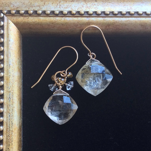 レン◇アパッチゴールド×ブラックダイヤモンドピアス✧14kgf レン