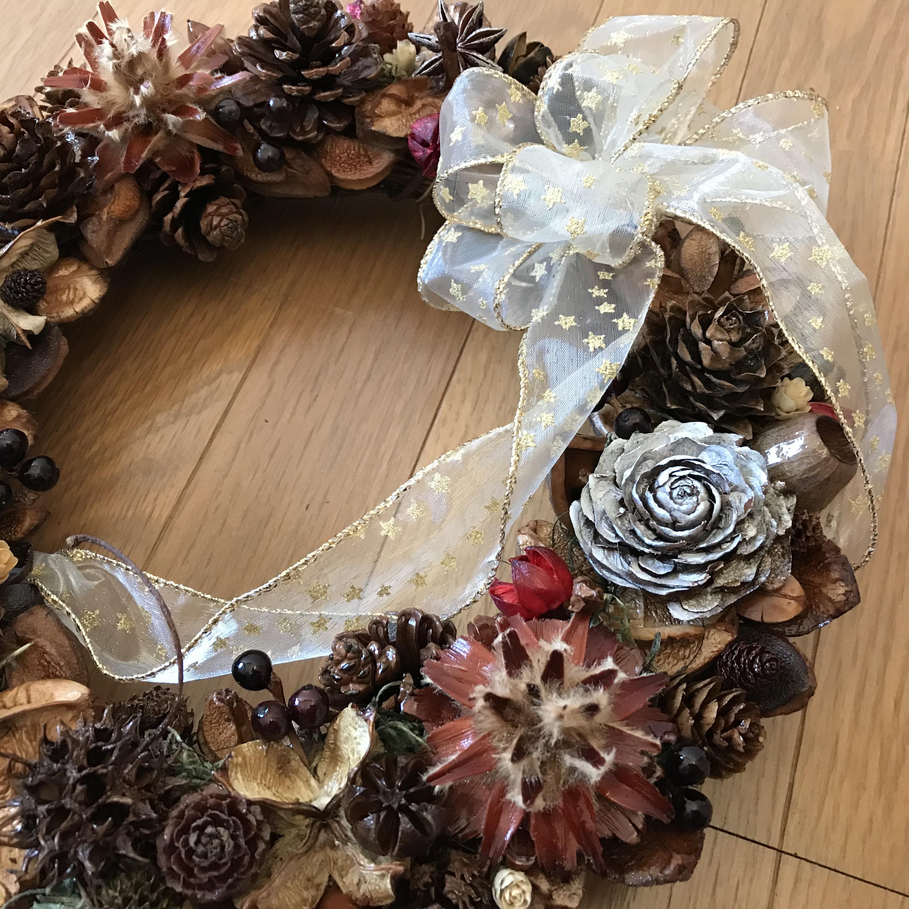 《X'masギフト》オールシーズン飾れるナチュラルリース 30cm（一点限定）