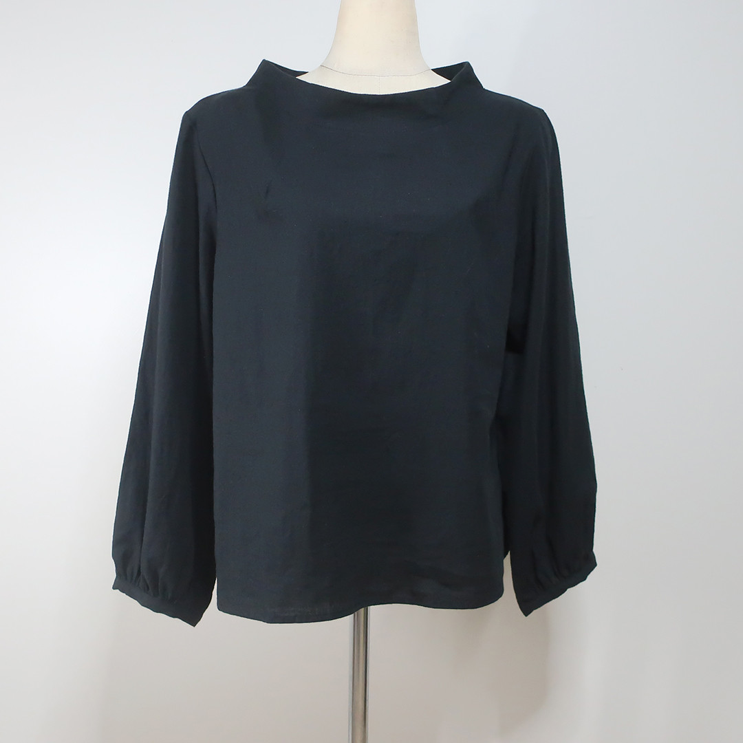 袖長めの被るタイプ❣️ボトルネックブラウス（ハーフリネン／全16色）