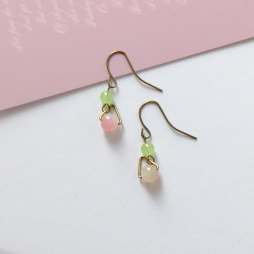 SALE】A43【イライラ解消 天然石 カルセドニー】ピンク＆グリーン 
