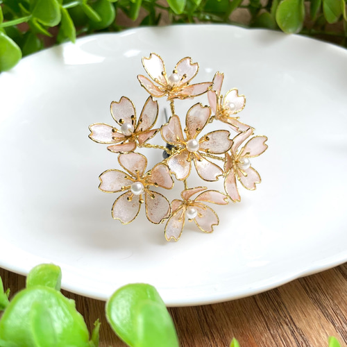 牡丹×薔薇×梅の髪飾り《ゴールド》 ＊アメリカンフラワー