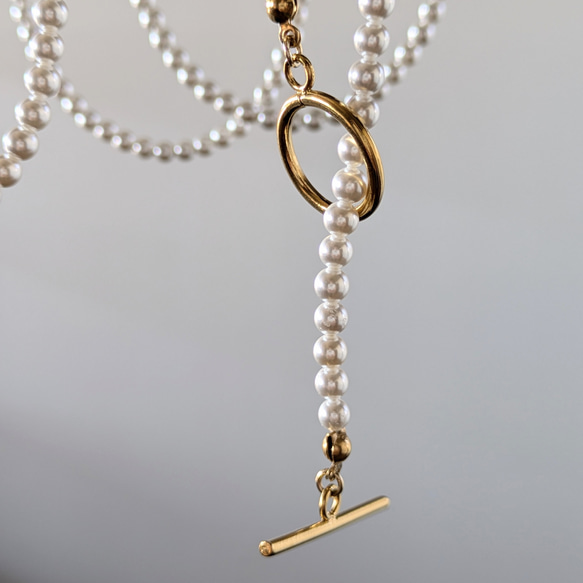 超長款日本貝殼珍珠項鍊及耳環套裝。正式場合配戴，採用醫用級不鏽鋼材質。是聖誕節和新年的完美選擇。 第9張的照片