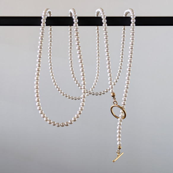 超長款日本貝殼珍珠項鍊及耳環套裝。正式場合配戴，採用醫用級不鏽鋼材質。是聖誕節和新年的完美選擇。 第7張的照片