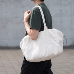 ボストン型4way バッグ(L)　帆布×ドット　ハンドメイド 帆布のボストンバッグM 生成り トートバッグ Fuku 通販 18458887