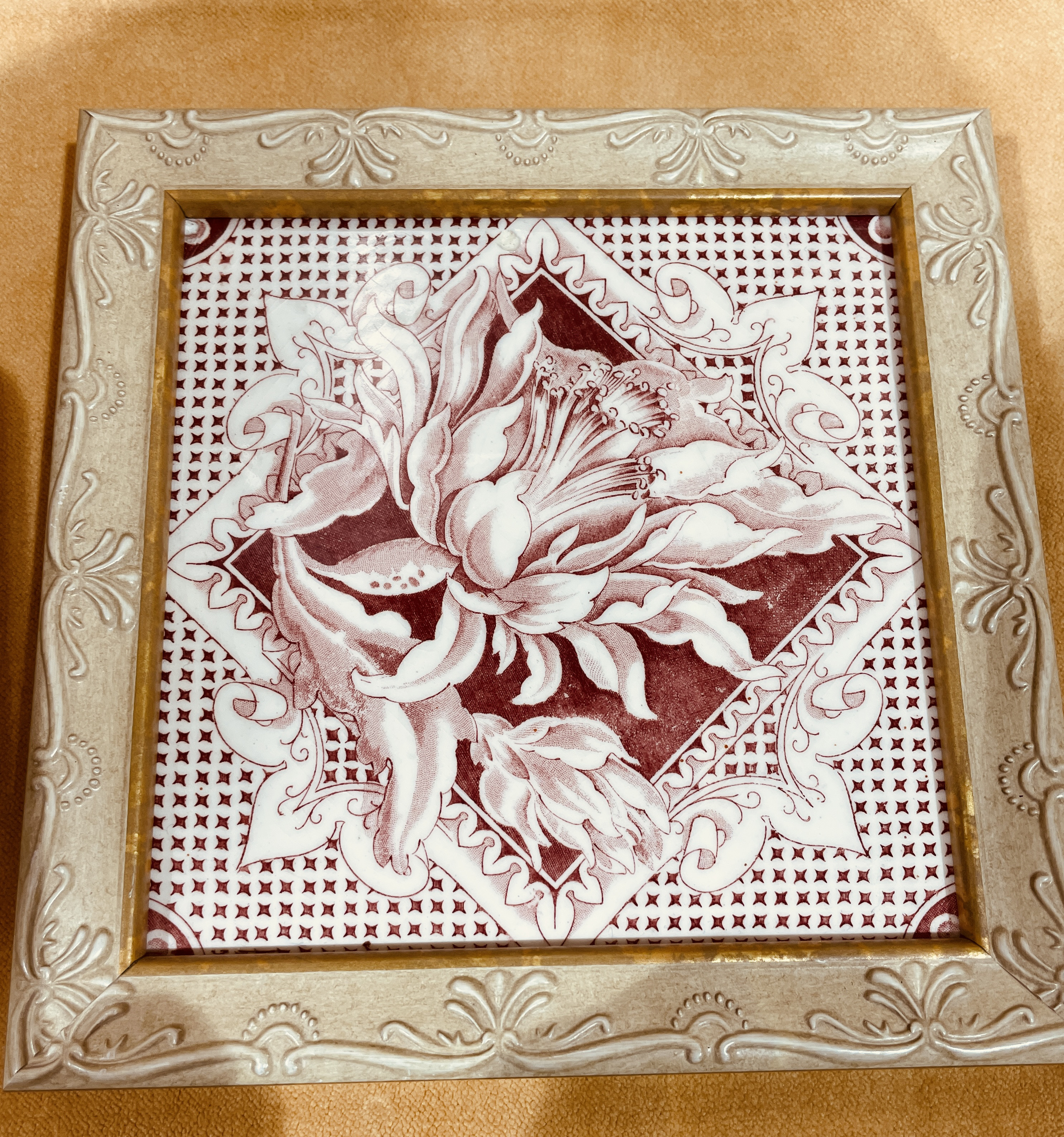 タイル英国アンティークフレーム付き壁飾り