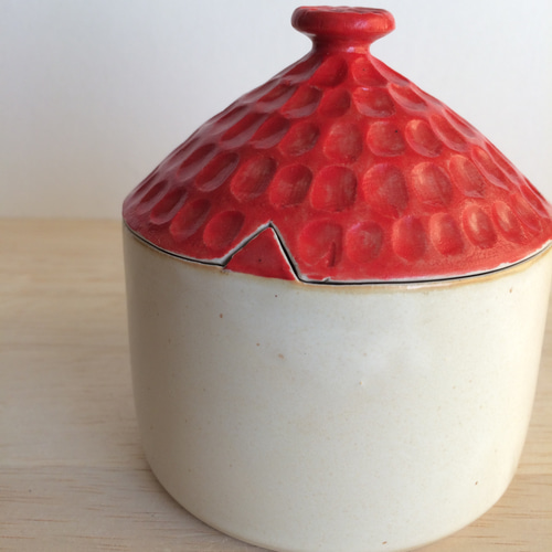 赤い屋根の蓋物 保存容器・キャニスター 後山工房 マザキユキ 通販