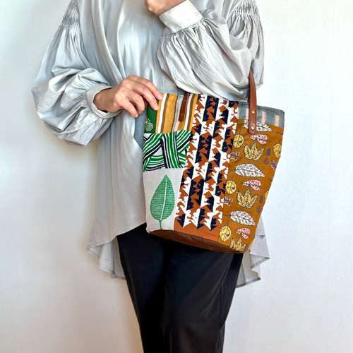 一点物 送料無料 ミナペルホネン バケツ型トートバッグ ハンドメイド