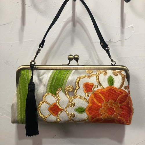 帯リメイク がま口バッグ 紅花 ハンドバッグ いち花 通販 帯リメイク がま口バッグ 紅花 ハンドバッグ いち花 通販