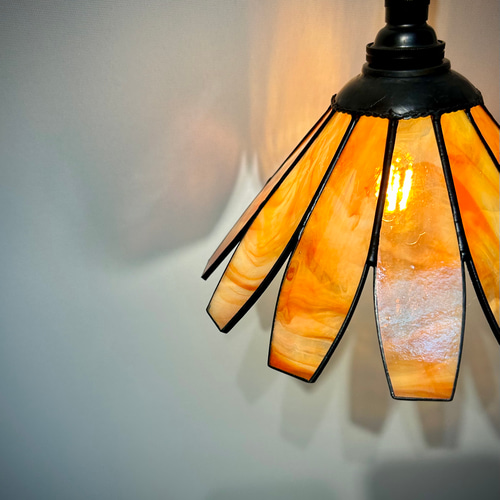 カラフル ステンドグラス ペンダントライトオレンジ