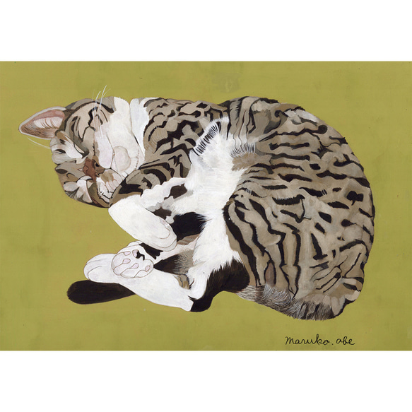 「寝っころがるグリコ 」猫イラスト（原画） 猫イラスト「寝っころがるグリコ」原画 | iichi 日々の暮らしを