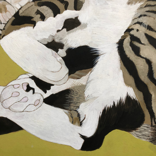 寝っころがるグリコ 」猫イラスト（原画） アート・写真 「寝っ