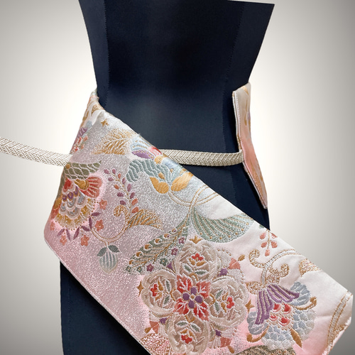 振袖帯 刺繍サッシュベルト ウエスト 55〜75cm 着物リメイク