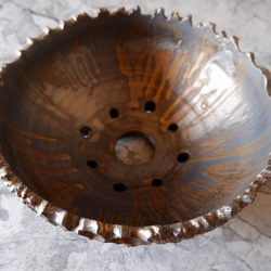 9号燻し金彩平鉢644　塊根植物　多肉植物　盆栽　植木鉢　作家鉢　沖縄 4枚目の画像