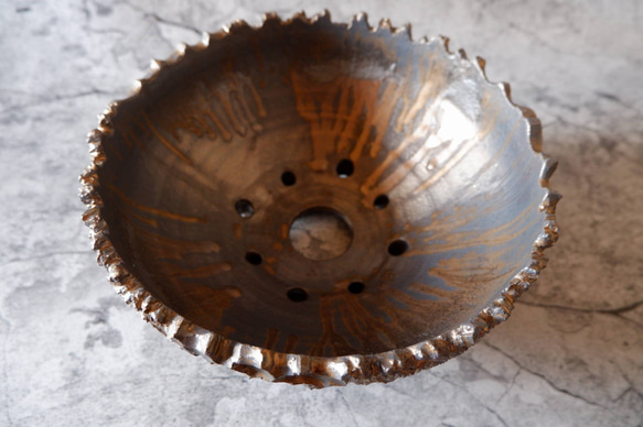 9号燻し金彩平鉢644　塊根植物　多肉植物　盆栽　植木鉢　作家鉢　沖縄 4枚目の画像