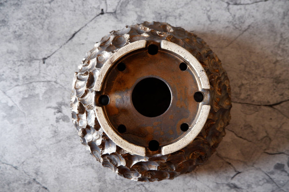 9号燻し金彩平鉢644　塊根植物　多肉植物　盆栽　植木鉢　作家鉢　沖縄 7枚目の画像