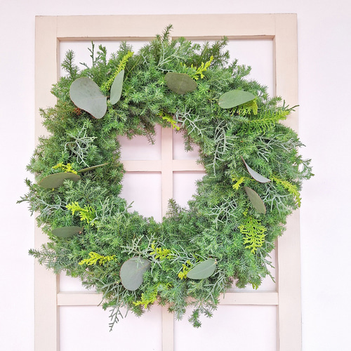 針葉樹香るクリスマスフレッシュリース/ユーカリ/選べる2サイズ/玄関