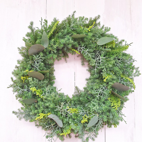 針葉樹香るクリスマスフレッシュリース/ユーカリ/選べる2サイズ/玄関