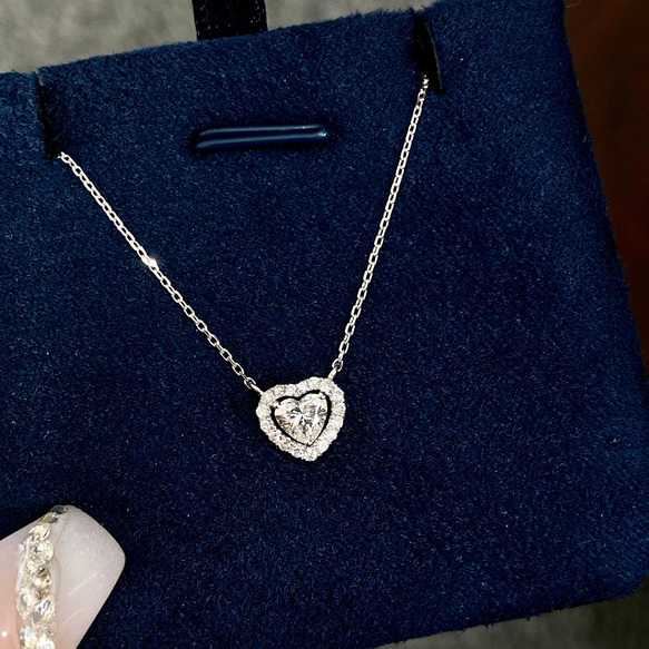 k18ハート型天然ダイヤモンドネックレス
